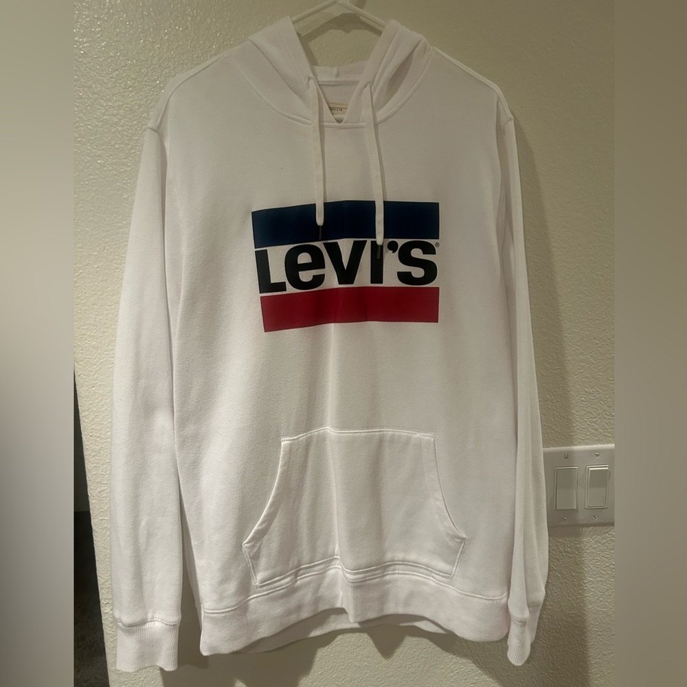 Levi's White Hoodie with Red and Blue Logo